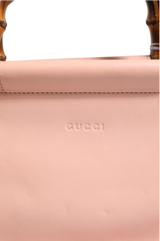 Gucci Pink And White Calfskin Small Nymphaea Top Handle Bag