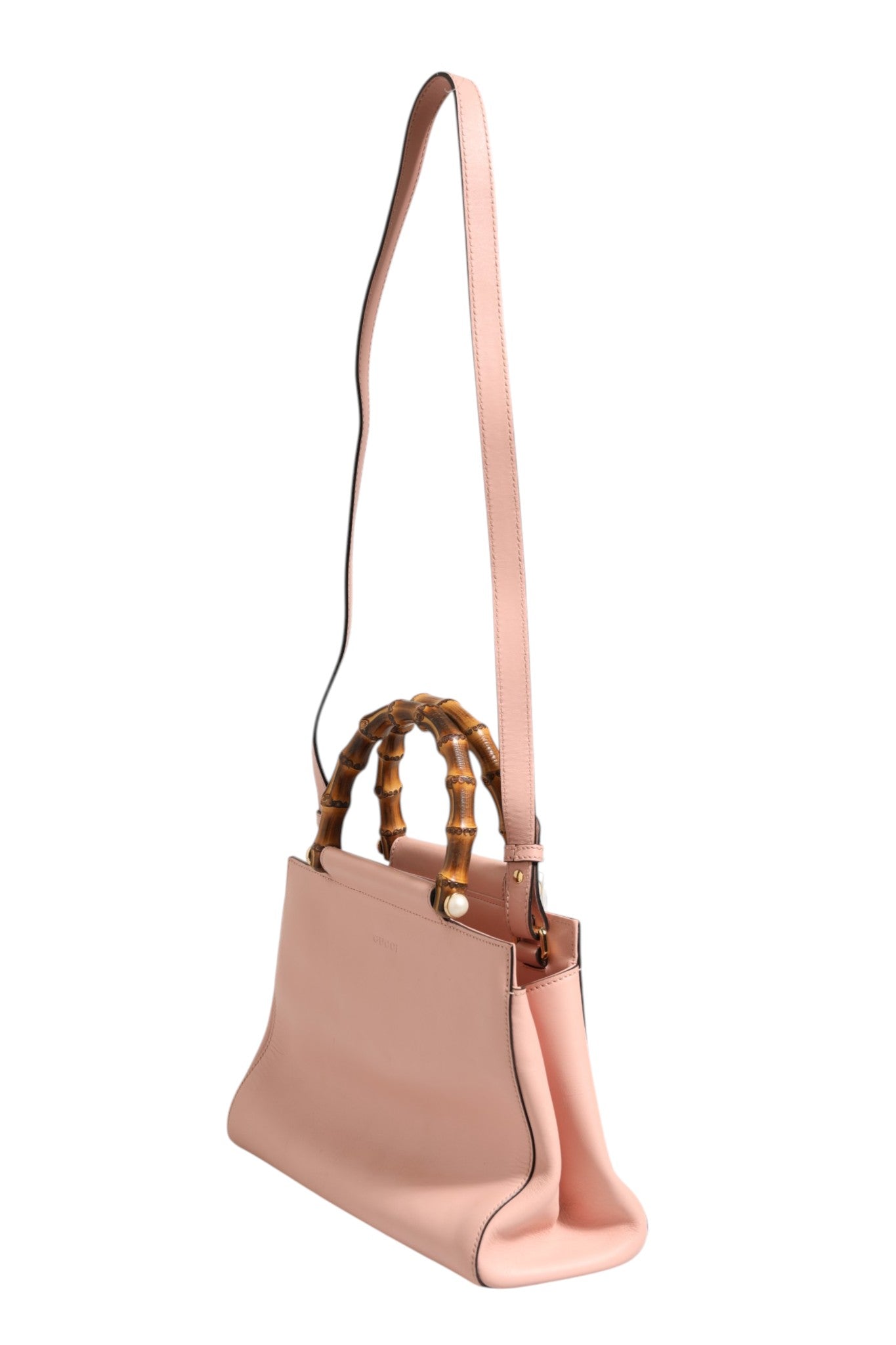 Gucci Pink And White Calfskin Small Nymphaea Top Handle Bag