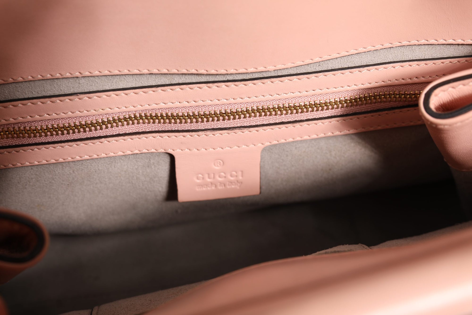 Gucci Pink And White Calfskin Small Nymphaea Top Handle Bag