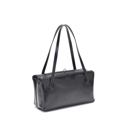 Jil Sander Black Calf Leather Bos Taurus Shoulder Bag