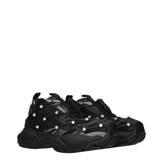 Versace Black Fabric Chunky Sneakers