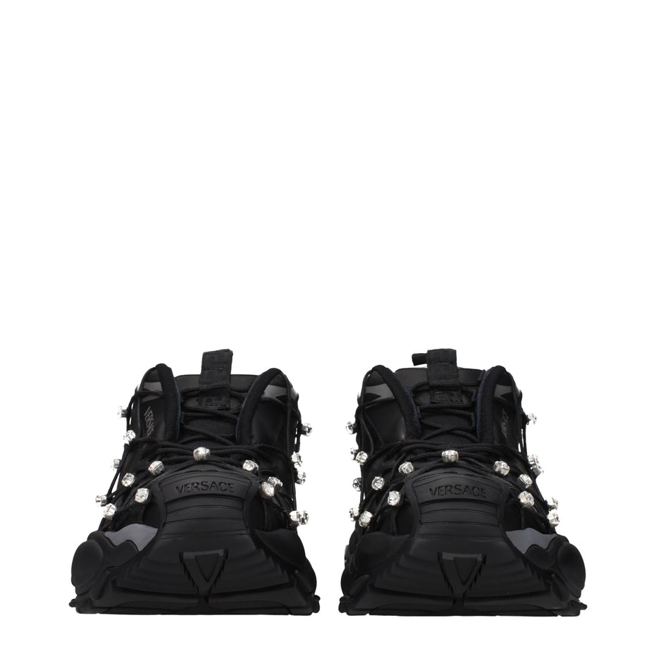 Versace Black Fabric Chunky Sneakers