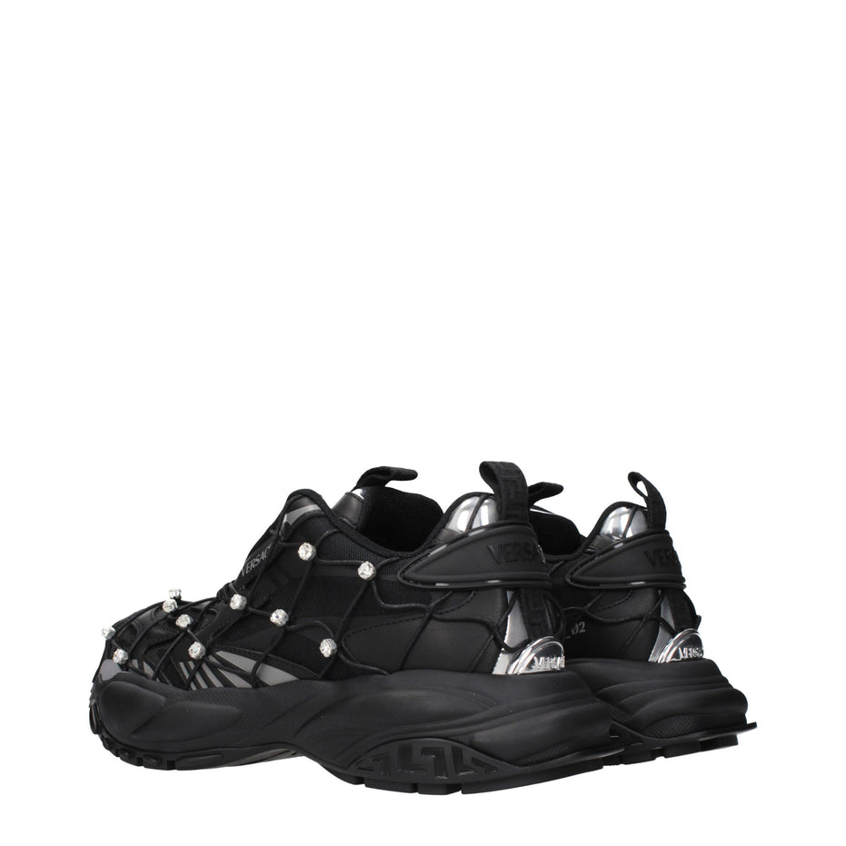 Versace Black Fabric Chunky Sneakers