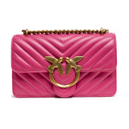PINKO Pink Leather Love One Mini Shoulder Bag