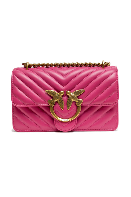 PINKO Pink Leather Love One Mini Shoulder Bag