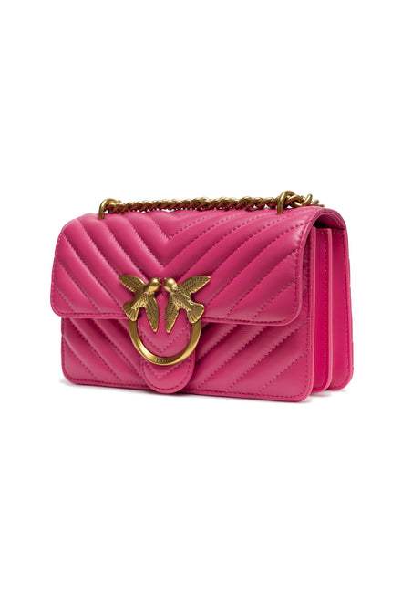 PINKO Pink Leather Love One Mini Shoulder Bag