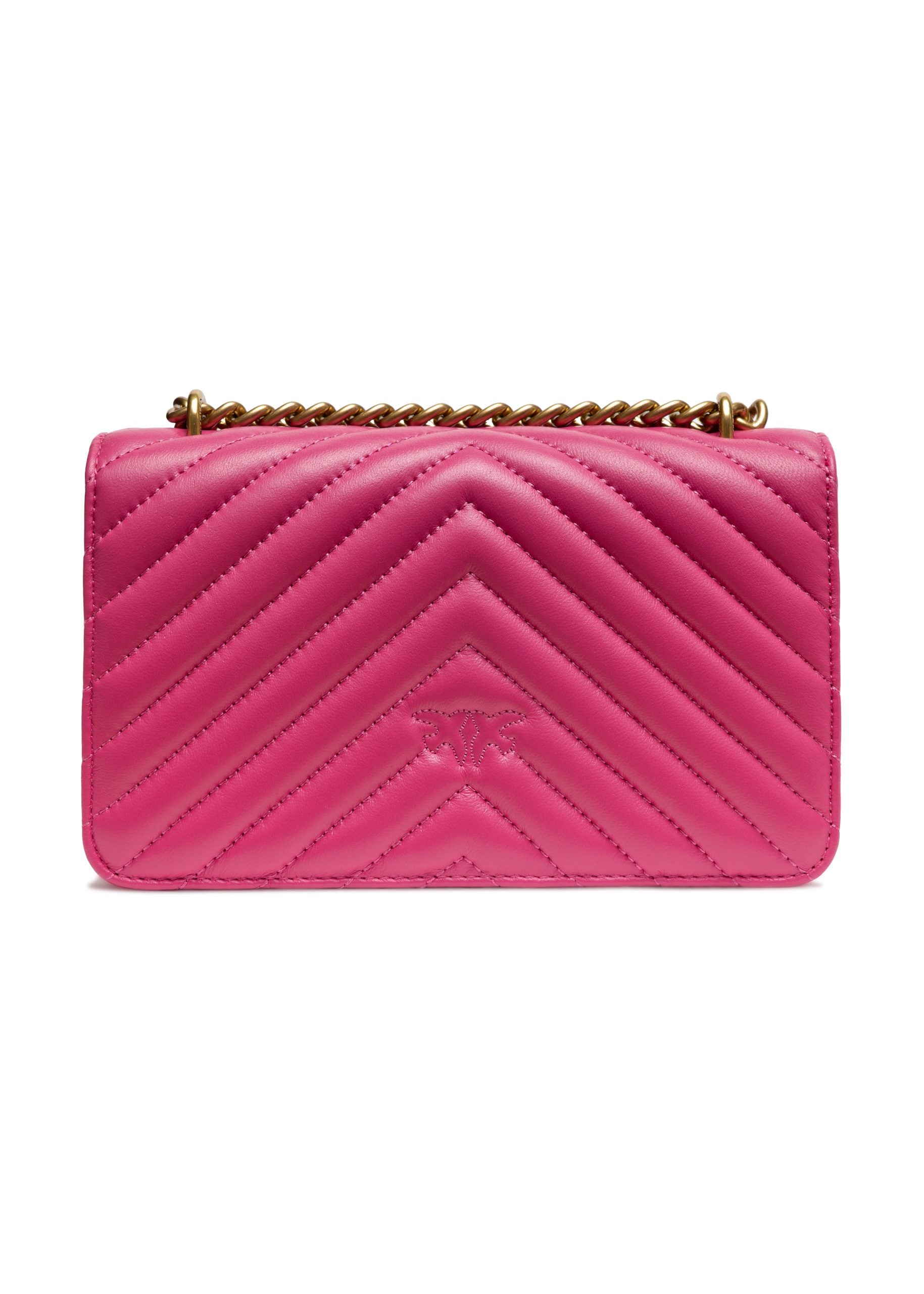 PINKO Pink Leather Love One Mini Shoulder Bag