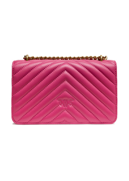 PINKO Pink Leather Love One Mini Shoulder Bag