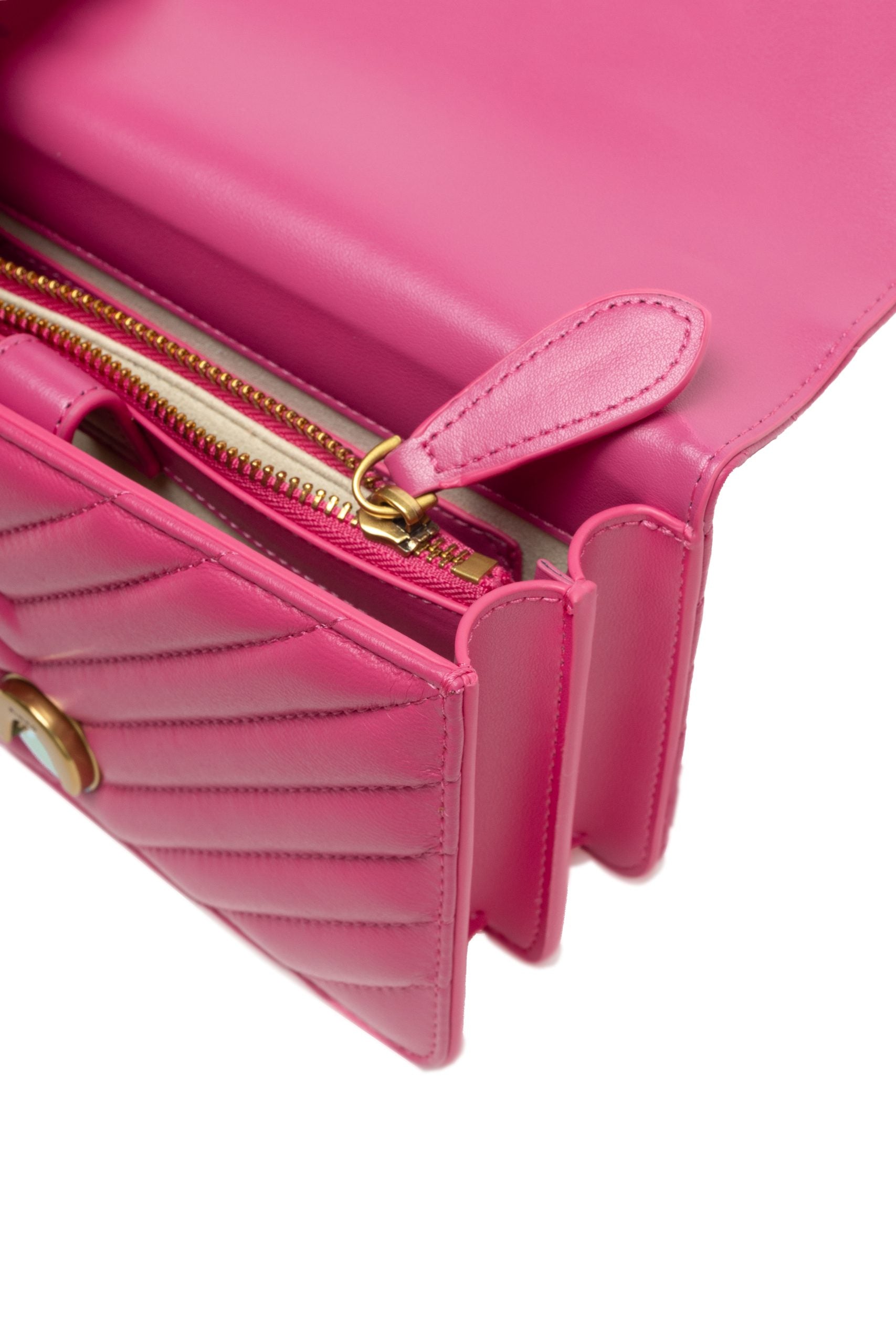 PINKO Pink Leather Love One Mini Shoulder Bag