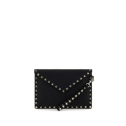 Valentino Garavani Black Calf Leather Bos Taurus Clutch Bag