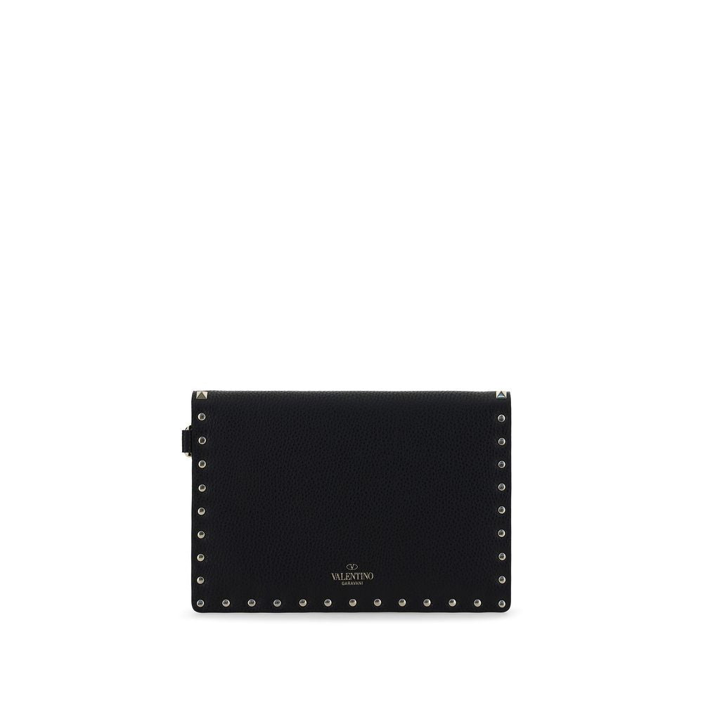 Valentino Garavani Black Calf Leather Bos Taurus Clutch Bag