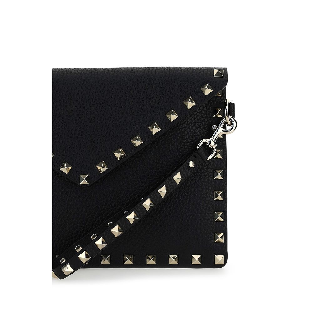 Valentino Garavani Black Calf Leather Bos Taurus Clutch Bag