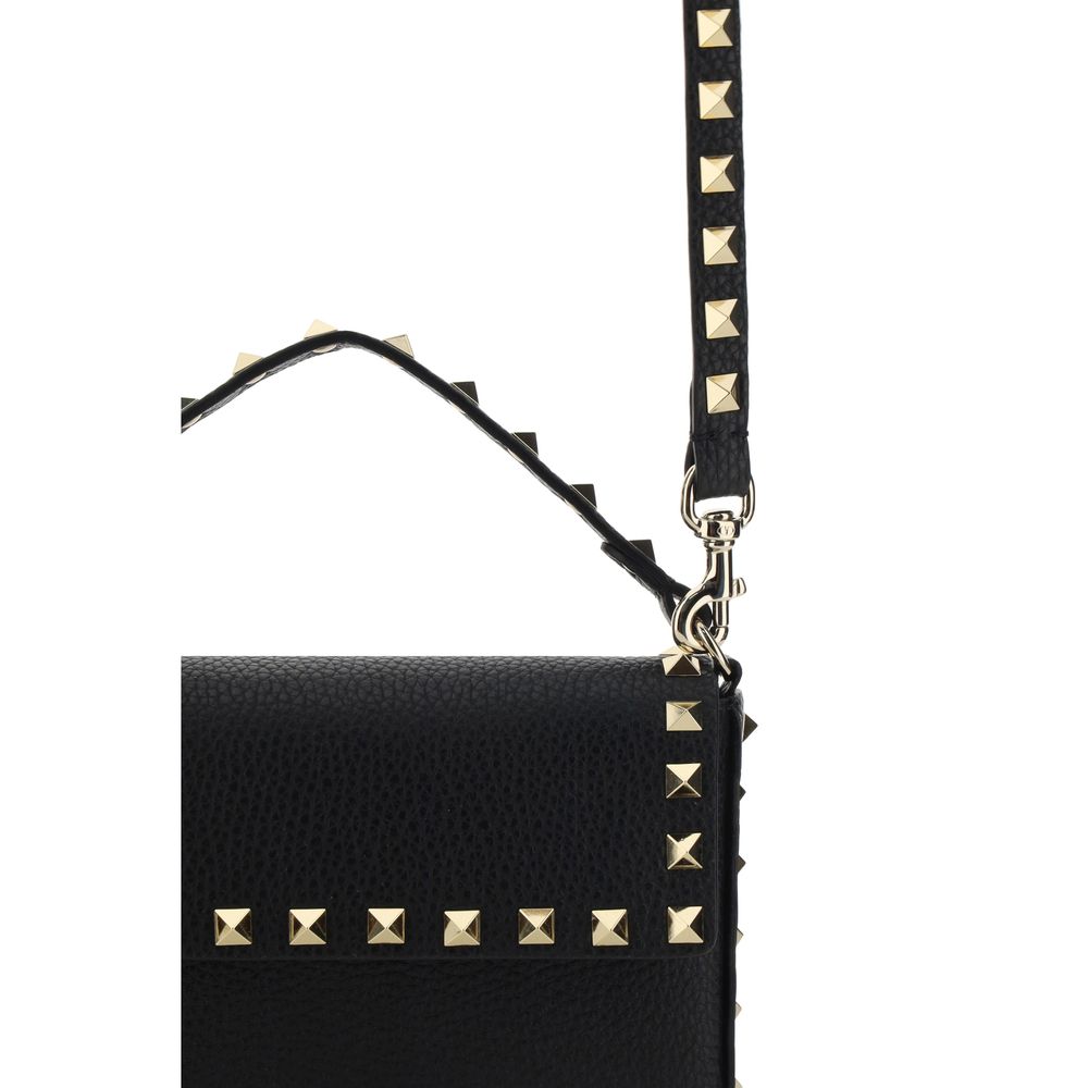 Valentino Garavani Black Calf Leather Bos Taurus Shoulder Bag