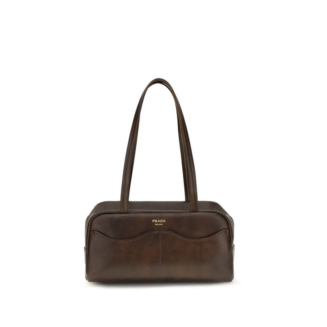 Prada Brown Calf Leather Bos Taurus Shoulder Bag