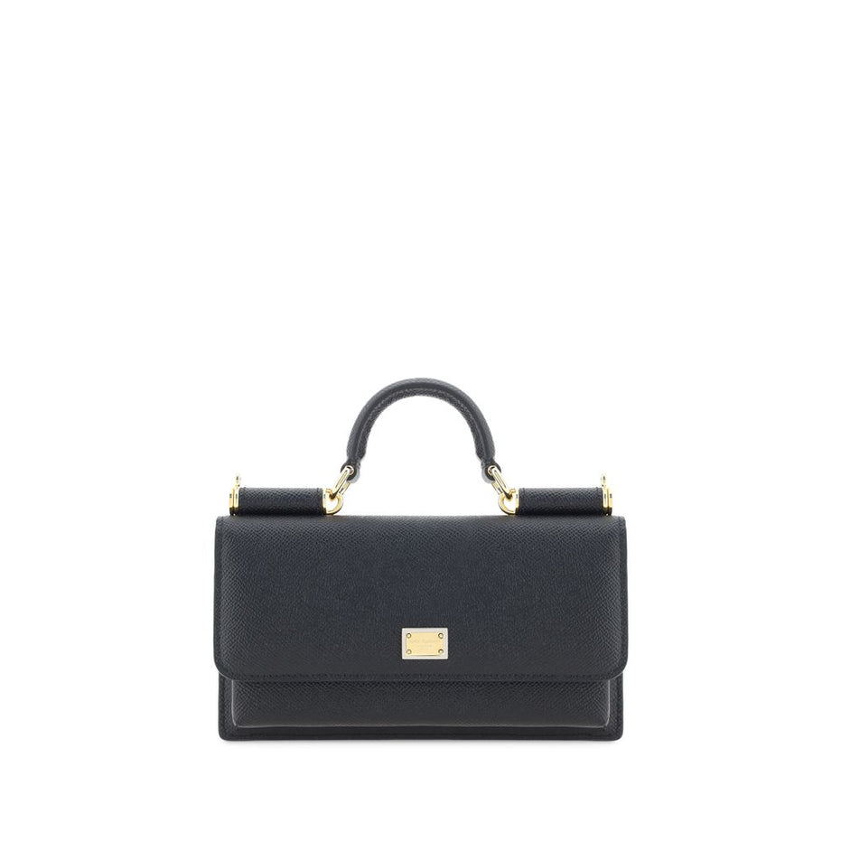 Dolce & Gabbana Black Calf Leather Bos Taurus Shoulder Bag