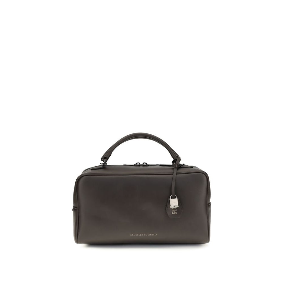 Brunello Cucinelli Brown Calf Leather Bos Taurus Handbag