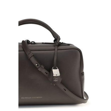 Brunello Cucinelli Brown Calf Leather Bos Taurus Shoulder Bag