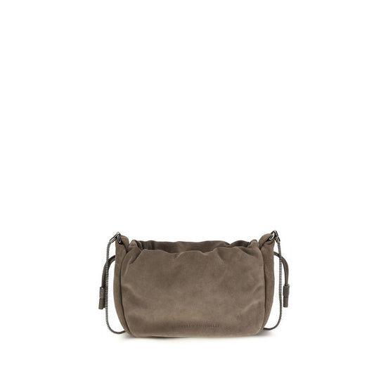 Brunello Cucinelli Brown Calf Leather Bos Taurus Shoulder Bag