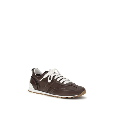 Brunello Cucinelli Brown Calf Leather Bos Taurus Athletic Sneakers