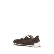 Brunello Cucinelli Brown Calf Leather Bos Taurus Athletic Sneakers