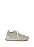 Brunello Cucinelli Gray Calf Leather Bos Taurus Athletic Sneakers