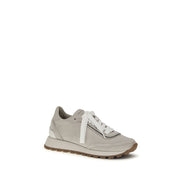 Brunello Cucinelli Gray Calf Leather Bos Taurus Athletic Sneakers