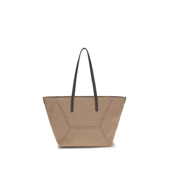 Brunello Cucinelli Beige Canvas Shoulder Bag