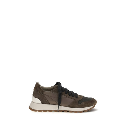 Brunello Cucinelli Brown Calf Leather Bos Taurus Athletic Sneakers
