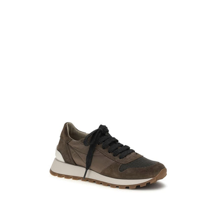 Brunello Cucinelli Brown Calf Leather Bos Taurus Athletic Sneakers