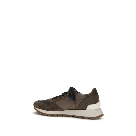 Brunello Cucinelli Brown Calf Leather Bos Taurus Athletic Sneakers