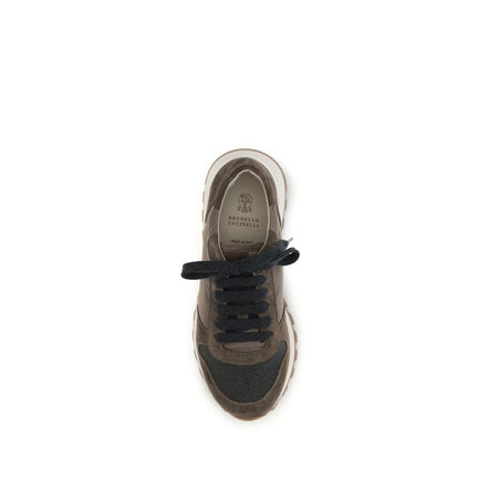 Brunello Cucinelli Brown Calf Leather Bos Taurus Athletic Sneakers