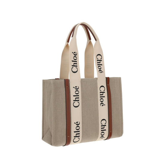 Τσάντα χειρός Chloé από μπεζ λινό