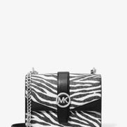 Michael Kors Greenwich Small Print Logo Crossbody Tote Chain Bag Black/White $498