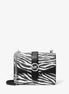 Michael Kors Greenwich Small Print Logo Crossbody Tote Chain Bag Black/White $498