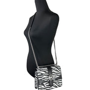 Michael Kors Greenwich Small Print Logo Crossbody Tote Chain Bag Black/White $498