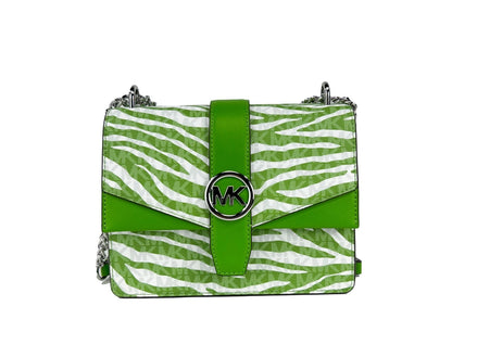 Michael Kors Greenwich Small Print Logo Crossbody Tote Chain Bag Jungle Green 498 $