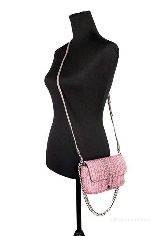 Marc Jacobs Neon Pink The Monogram Δερμάτινη Μίνι Τσάντα Ώμου J Marc Χιαστί
