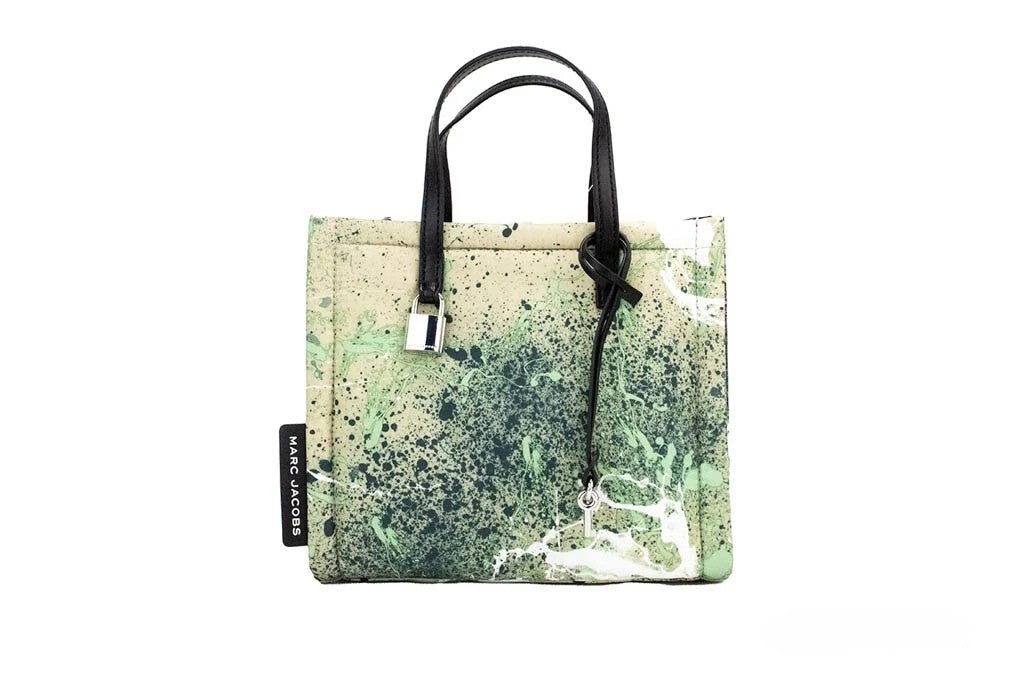 Marc Jacobs Mini Πράσινη Τσάντα Tote Νάιλον με Πολύχρωμο Σχέδιο Splatter Paint