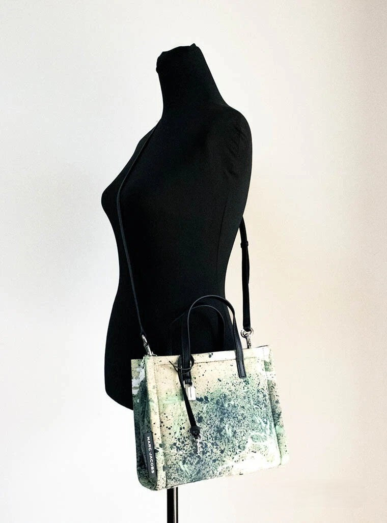 Marc Jacobs Mini Πράσινη Τσάντα Tote Νάιλον με Πολύχρωμο Σχέδιο Splatter Paint