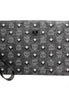 MCM Veritas Medium Dark Grey Denim Monogram Logo Canvas Clutch Pouch Handbag