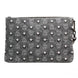 MCM Veritas Medium Dark Grey Denim Monogram Logo Canvas Clutch Pouch Handbag