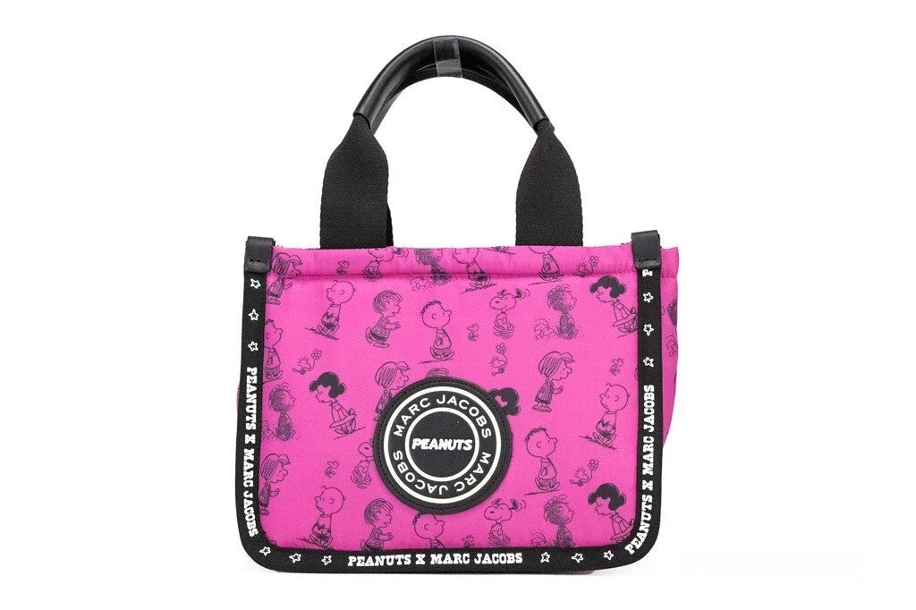 Marc Jacobs X Peanuts Mini Fuchsia Fedora Puffy Nylon Tote Convertible Handbag