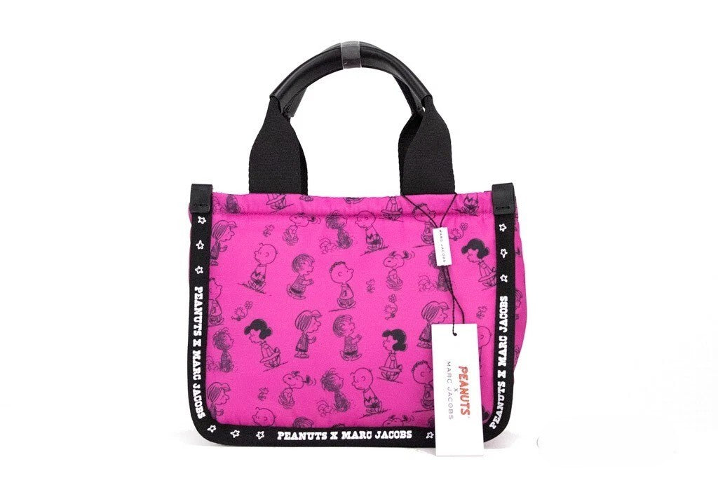 Marc Jacobs X Peanuts Mini Fuchsia Fedora Puffy Nylon Tote Convertible Handbag