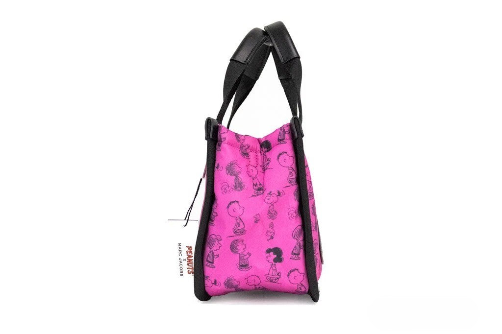 Marc Jacobs X Peanuts Mini Fuchsia Fedora Puffy Nylon Tote Convertible Handbag