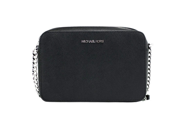 Michael Kors Jet Set Large East West Black Saffiano Leather Crossbody Handbag