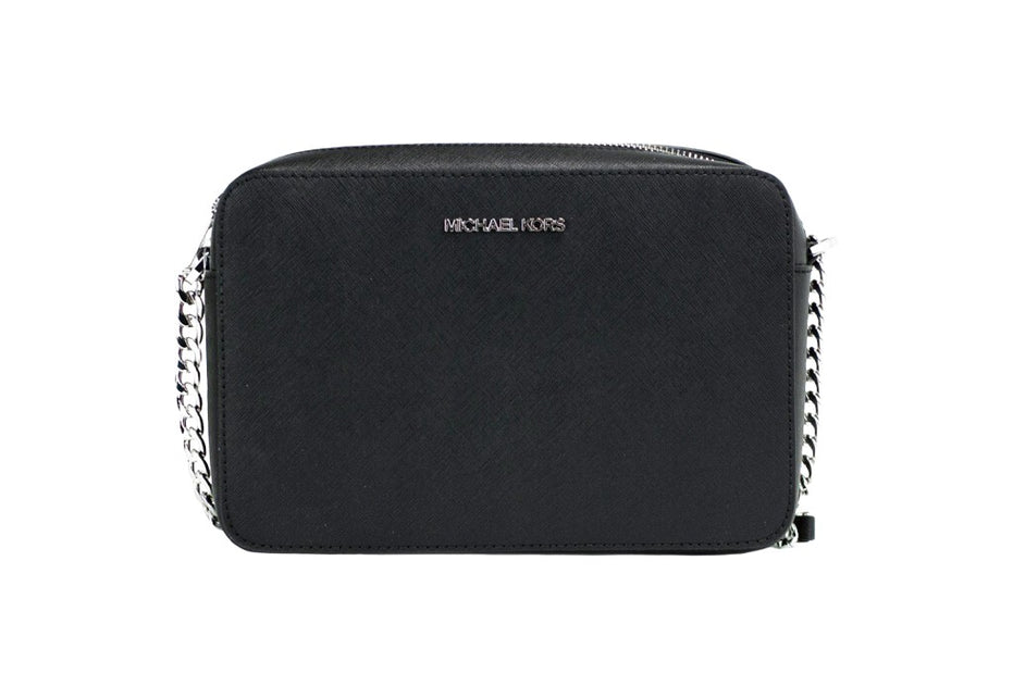 Michael Kors Jet Set Large East West Black Saffiano Leather Crossbody Handbag