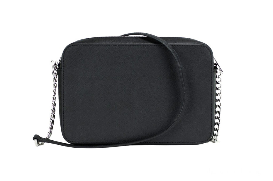 Michael Kors Jet Set Large East West Black Saffiano Leather Crossbody Handbag