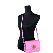 Versace La Medusa Pink Leather Shoulder Crossbody Bag Purse