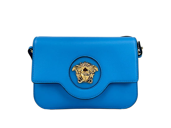 Τσάντα Versace La Medusa Blue Leather Shoulder Crossbody