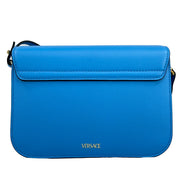 Versace La Medusa Blue Leather Shoulder Crossbody Bag Purse